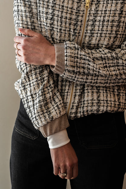 Sjiek Reversible Bomber Jacket - White Bouclé