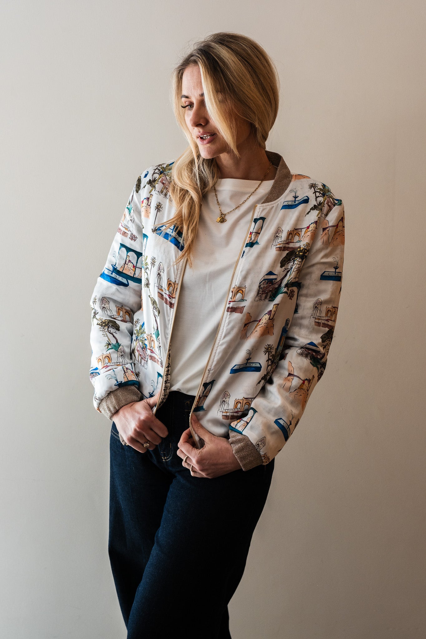 Sjiek Reversible Bomber Jacket - White Bouclé