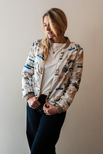 Sjiek Reversible Bomber Jacket - White Bouclé