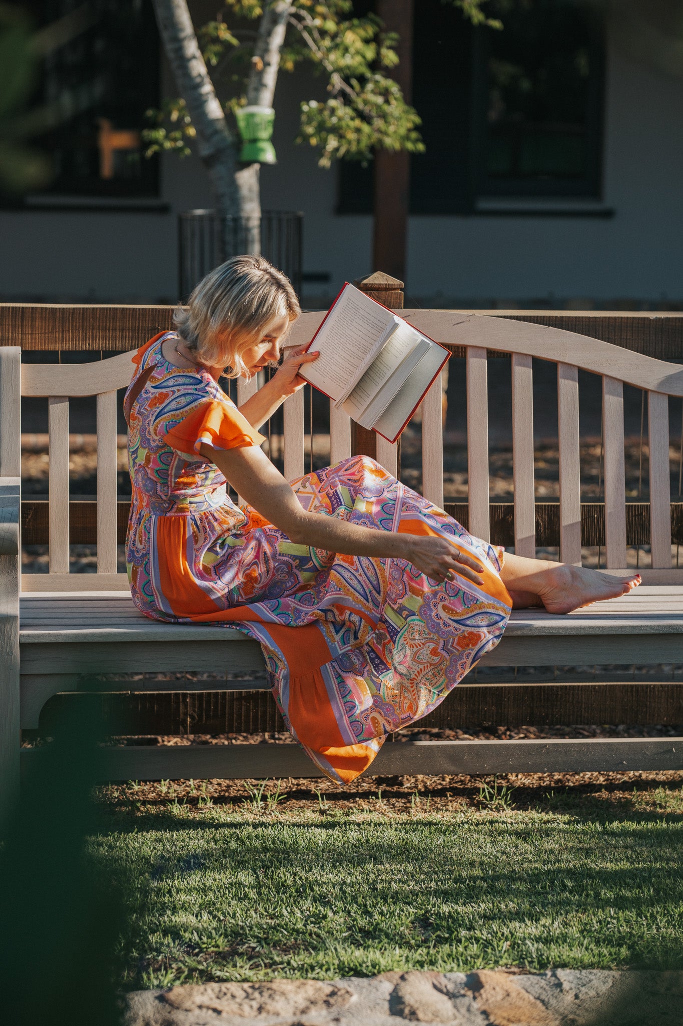 Joyful Dress - Orange scarf print