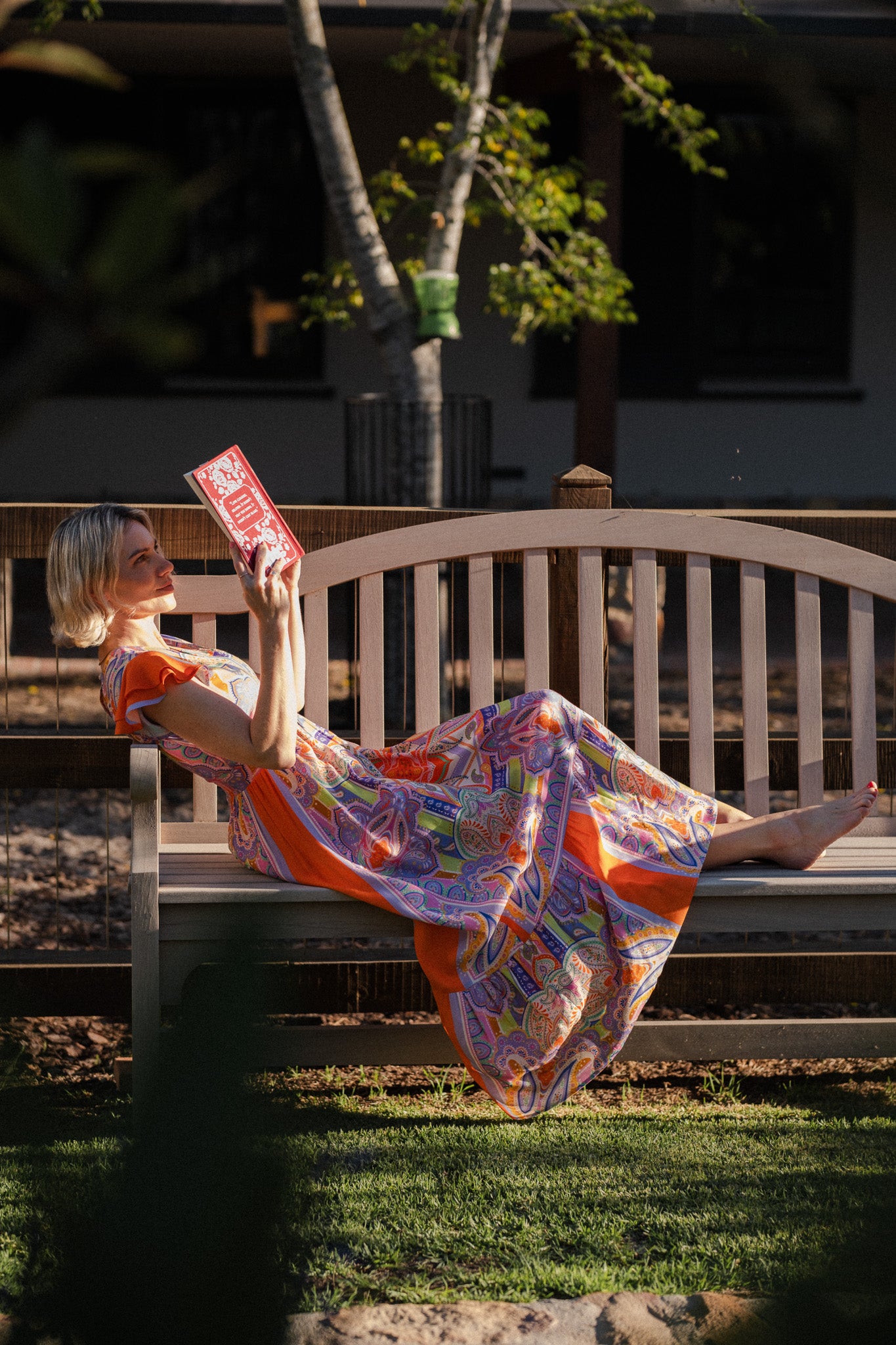 Joyful Dress - Orange scarf print