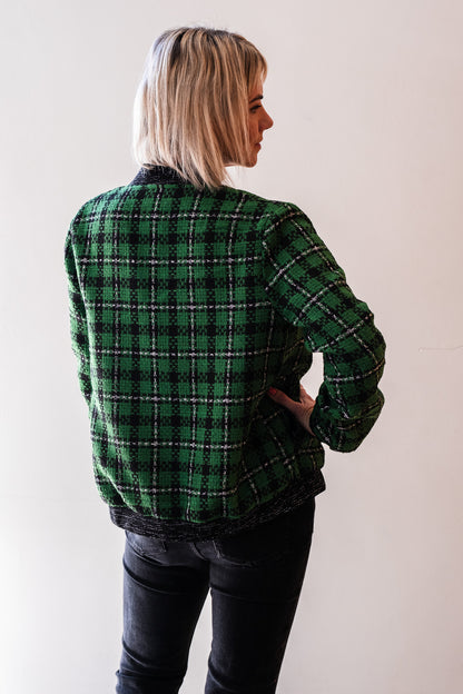 Sjiek Reversible Bomber Jacket - Green Bouclé