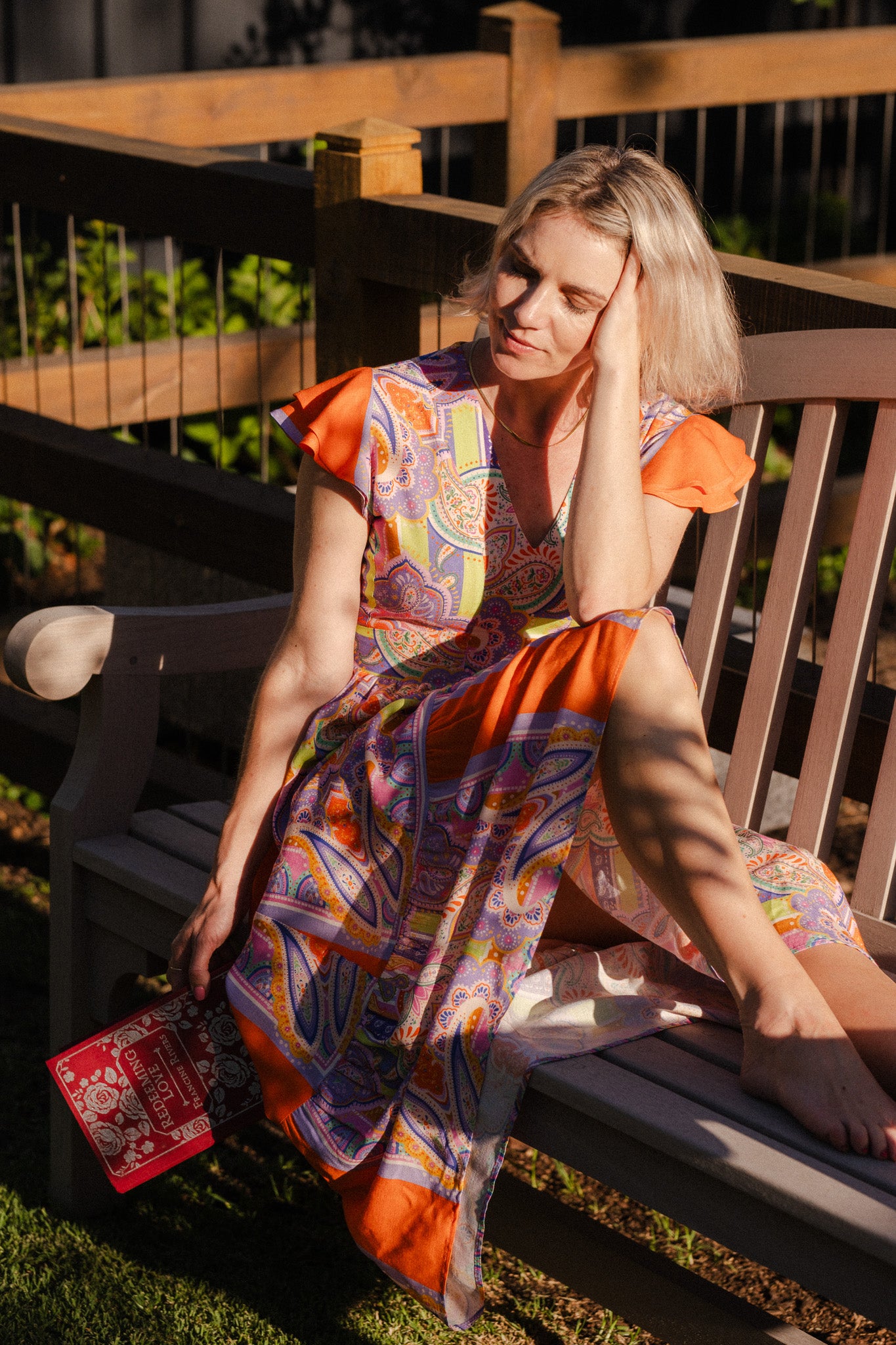 Joyful Dress - Orange scarf print