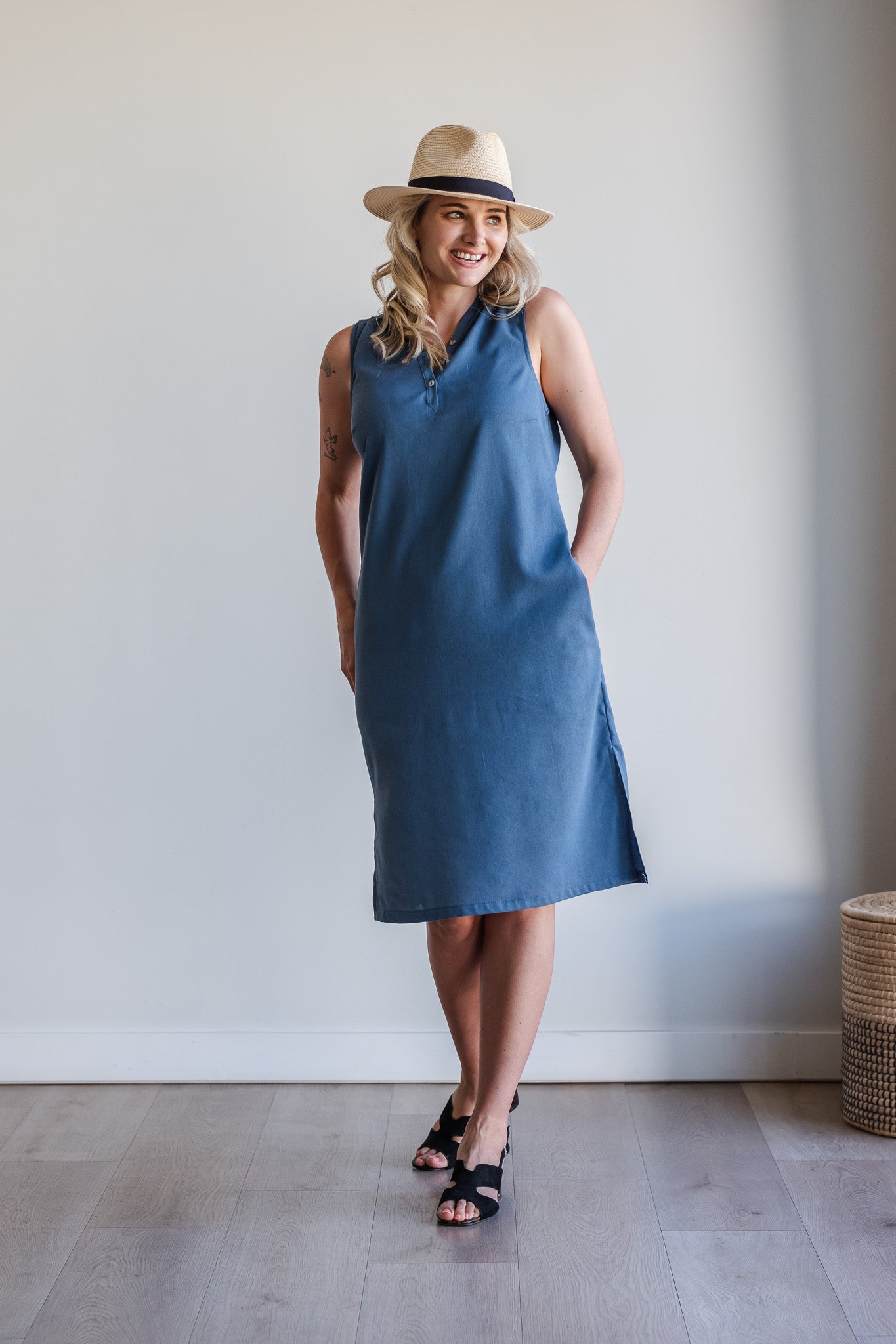 Surrender Shirt Dress - Blue Linen