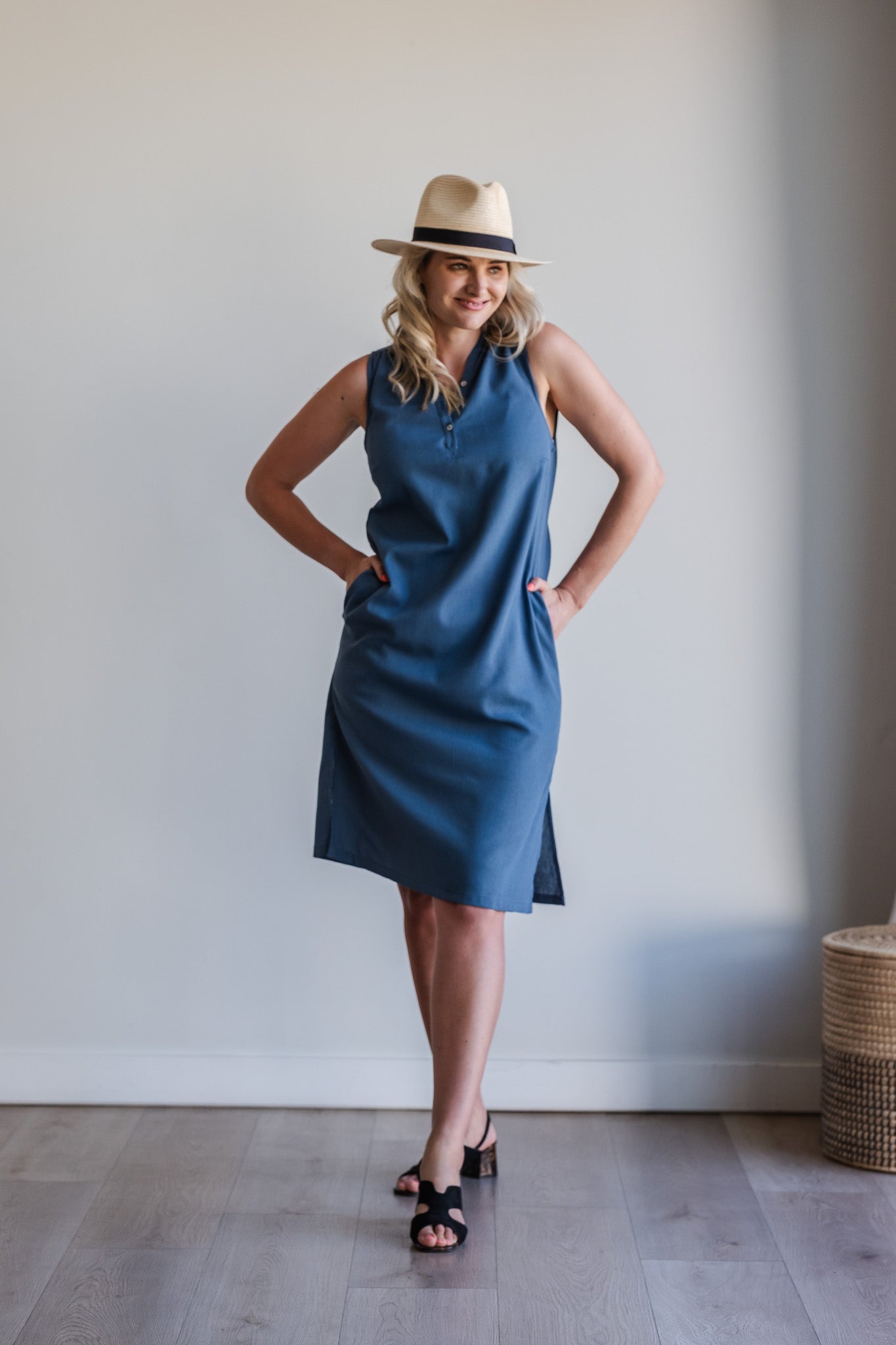 Surrender Shirt Dress - Blue Linen