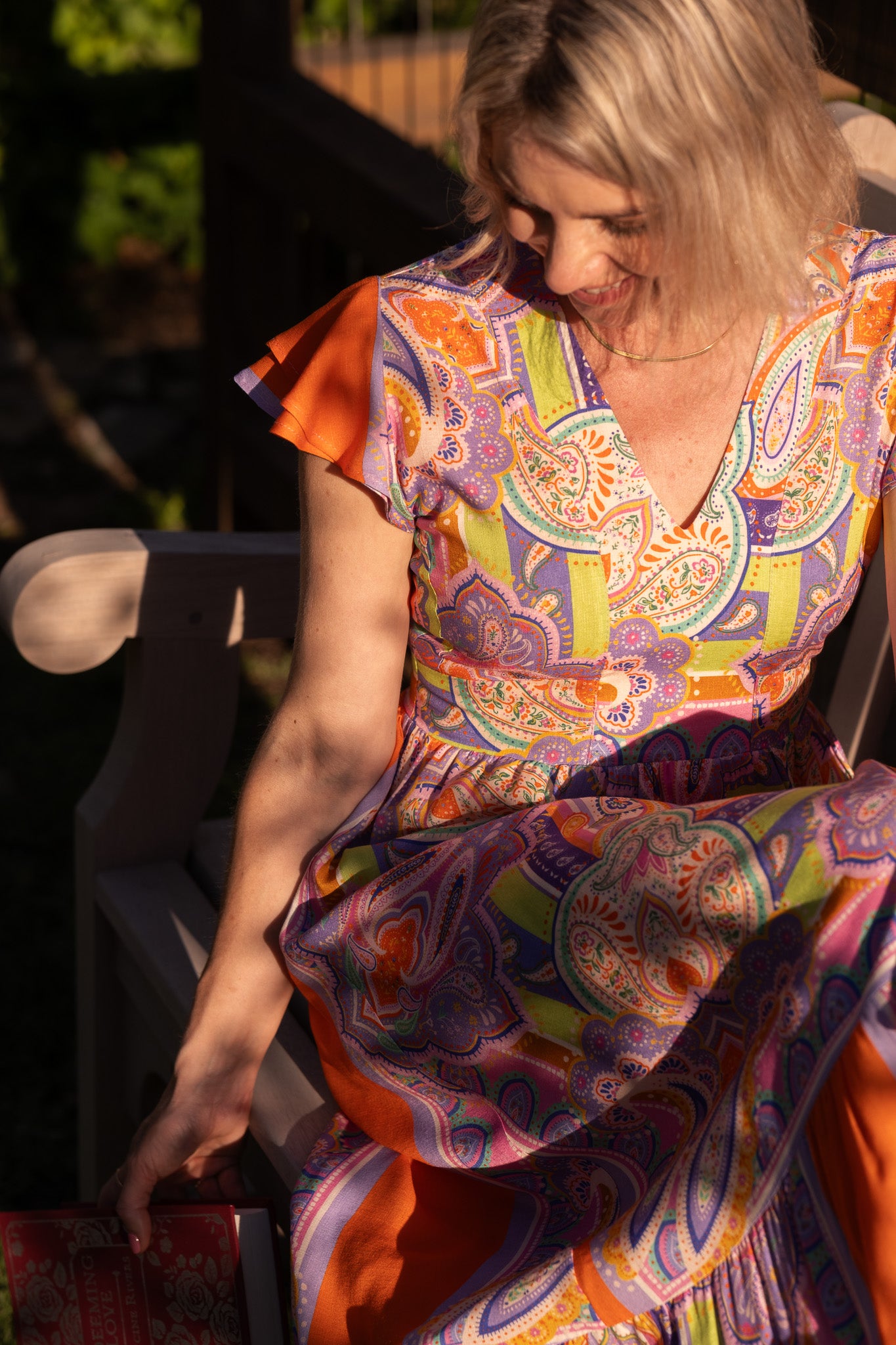 Joyful Dress - Orange scarf print