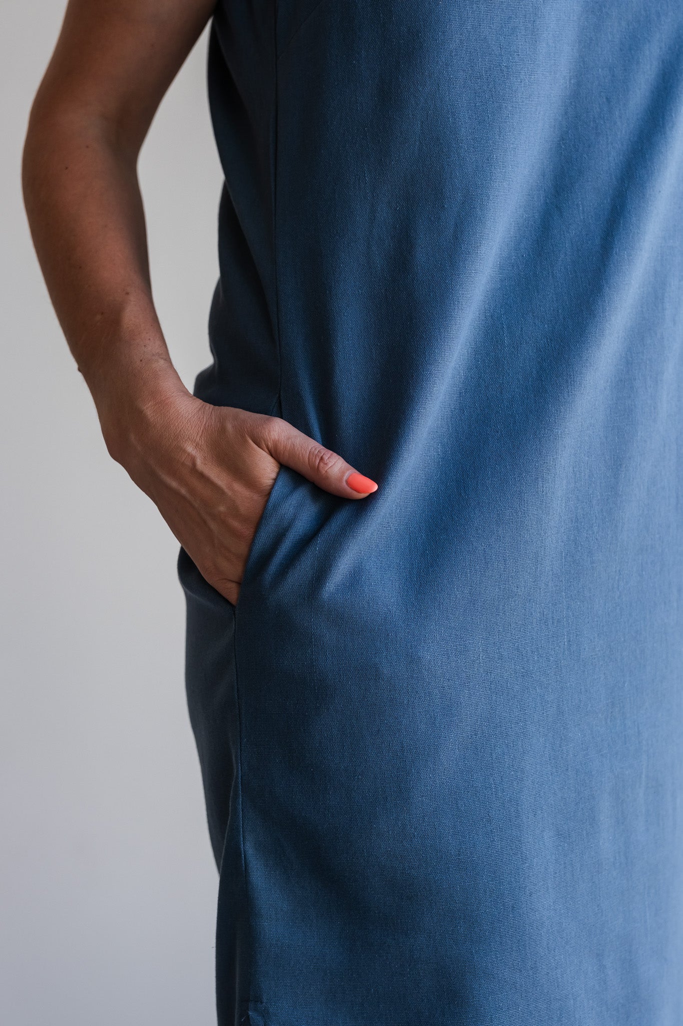 Surrender Shirt Dress - Blue Linen