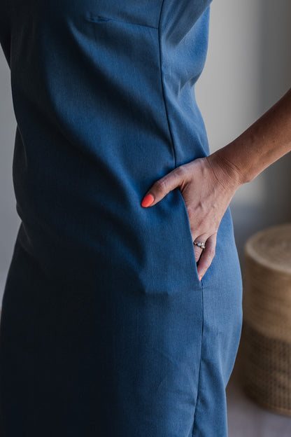 Surrender Shirt Dress - Blue Linen