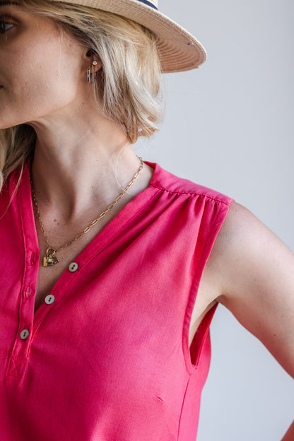 Surrender Shirt Dress - Coral Red Linen