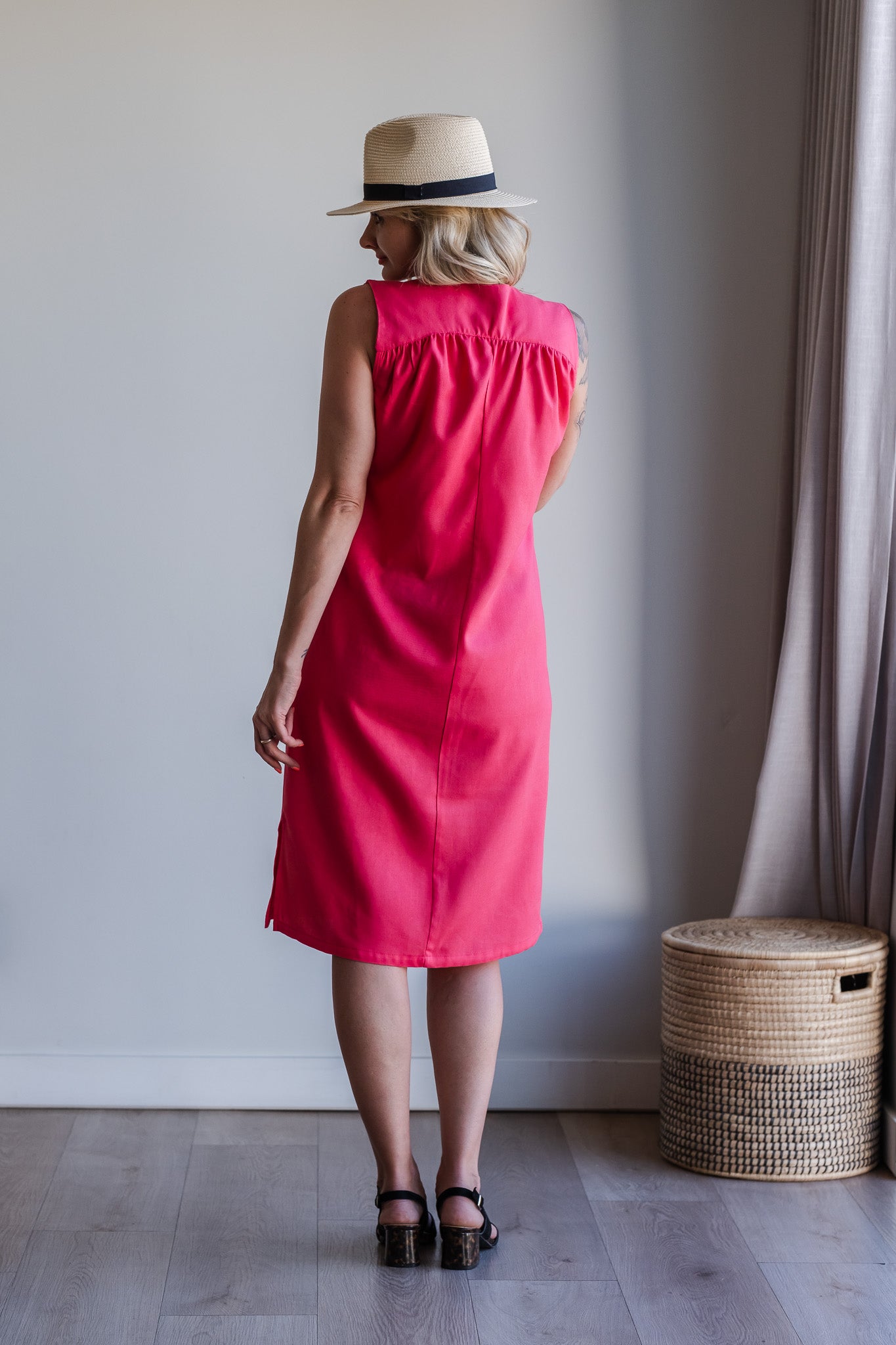 Surrender Shirt Dress - Coral Red Linen