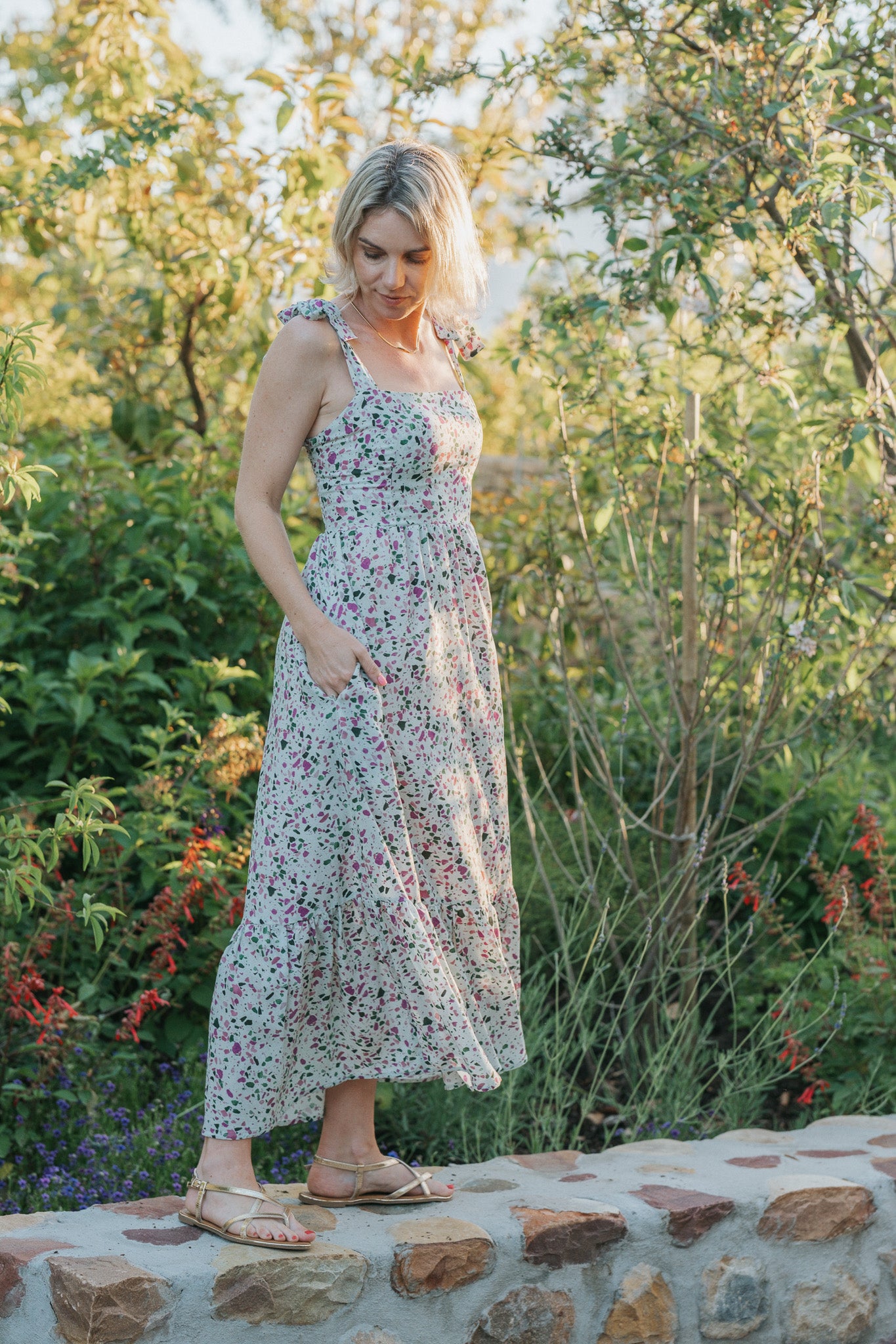 Flow Maxi Dress - Terrazzo print