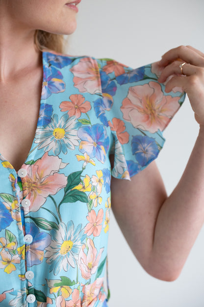 Genna Dress - Blue Floral