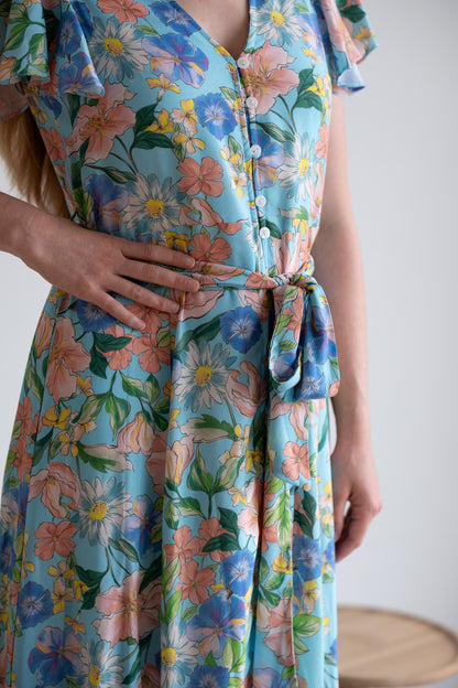 Genna Dress - Blue Floral