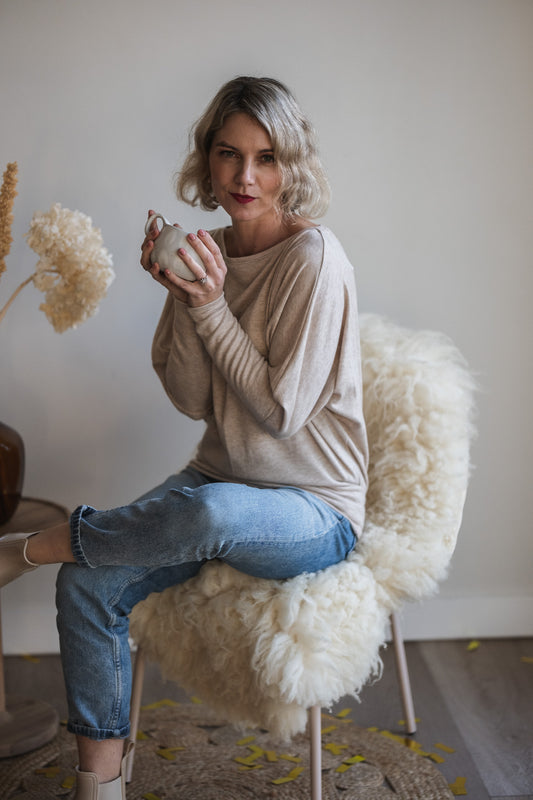 Emilie Cashmere-like Top - Taupe