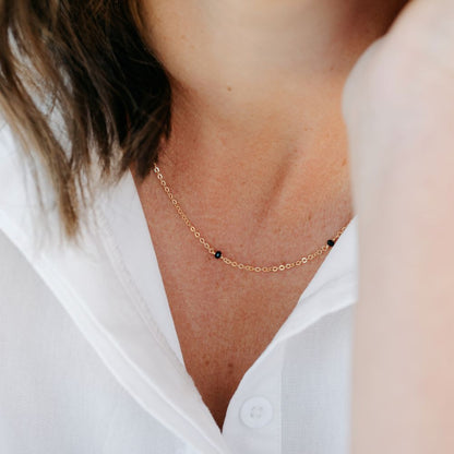 Minimalist Black Bead Necklace