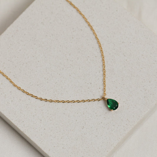 Teardrop Emerald Pendant Necklace