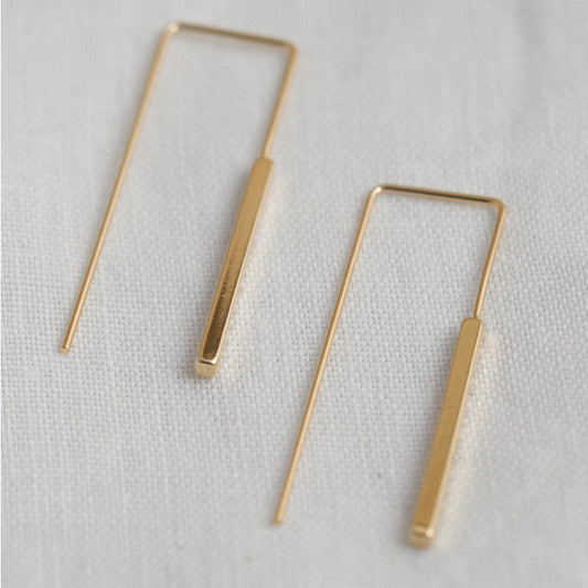 Gold Rectangular Wire Earrings