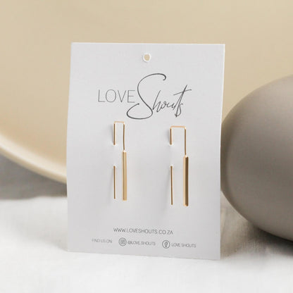 Gold Rectangular Wire Earrings