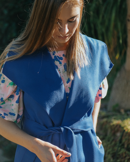 Bold Sleeveless Coat - Royal Blue