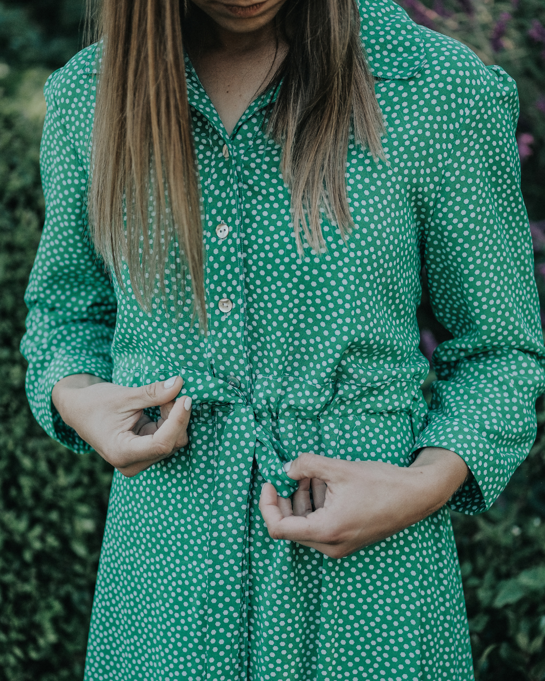 Green Spotted Button-through Dress