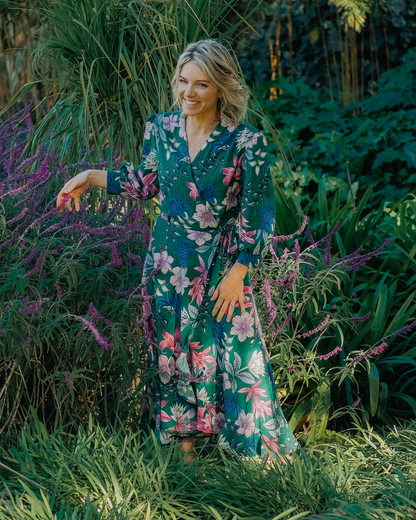 Full-of-life Floral Linen Wrap Dress (Pre-order)