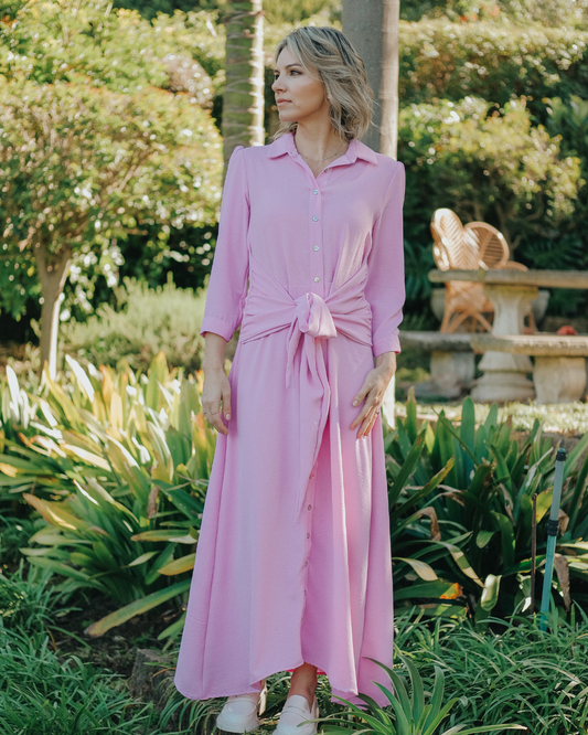 Lilac Pink Covering Button-through Dress