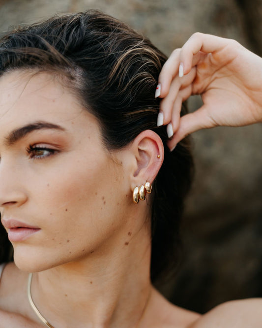 Waterproof Large Plain Gold Hoops