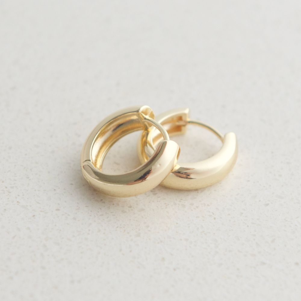 Waterproof Large Plain Gold Hoops