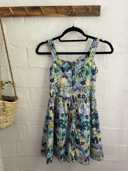 Little Smock Tea Dress - Blue Florals